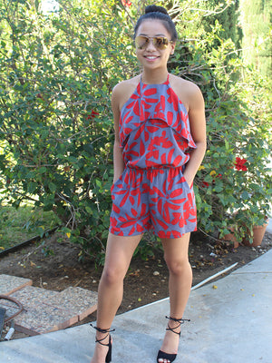 Halter Print Romper- -Trendy Me Boutique, Granada Hills California