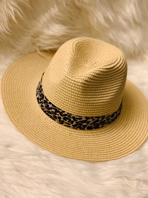 Straw Hat with Animal Trim- -Trendy Me Boutique, Granada Hills California