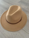 Camel Brown Rope Trim Hat- -Trendy Me Boutique, Granada Hills California