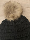 CC Black Pom Pom Beanie- -Trendy Me Boutique, Granada Hills California
