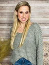 Light Olive Knit Crochet Sweater- -Trendy Me Boutique, Granada Hills California