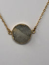 Gold Chain Necklace Grayish Stone- -Trendy Me Boutique, Granada Hills California