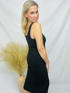 Black Ribbed Bodycon Midi Dress- -Trendy Me Boutique, Granada Hills California