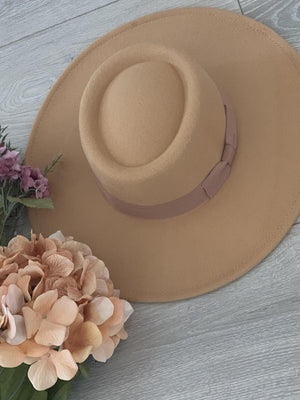 Camel Panama Hat- -Trendy Me Boutique, Granada Hills California
