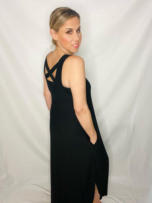 Black X Back Maxi Dress- -Trendy Me Boutique, Granada Hills California