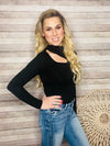 Black One Shoulder Cutout Top- -Trendy Me Boutique, Granada Hills California