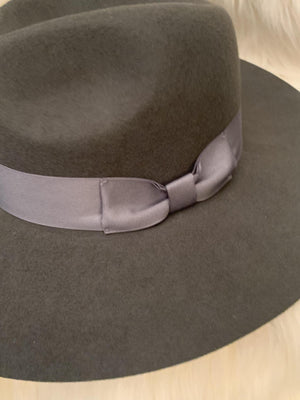 Charcoal Ribbon Wool Felt Hat- -Trendy Me Boutique, Granada Hills California