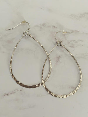 Hammered Oval Silver Earrings- -Trendy Me Boutique, Granada Hills California