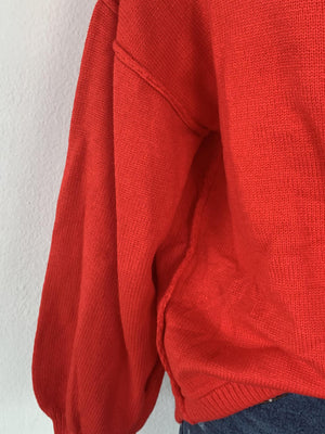 Red Boat Neck Sweater- -Trendy Me Boutique, Granada Hills California