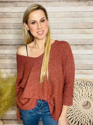 Berry Ribbed V Neck Sweater- -Trendy Me Boutique, Granada Hills California