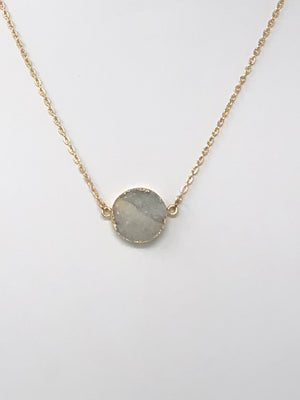 Gold Chain Necklace Grayish Stone- -Trendy Me Boutique, Granada Hills California