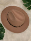 Camel Gold Nailhead Belted Hat- -Trendy Me Boutique, Granada Hills California