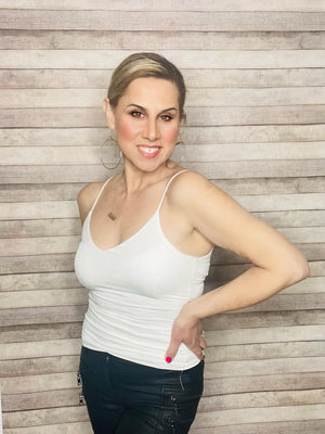 Ivory Double Layered Cami Top- -Trendy Me Boutique, Granada Hills California