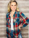Teal Burgundy Multi Plaid Shirt- -Trendy Me Boutique, Granada Hills California