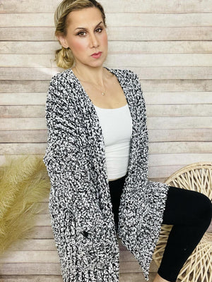 Black Two-Tone Cardigan- -Trendy Me Boutique, Granada Hills California