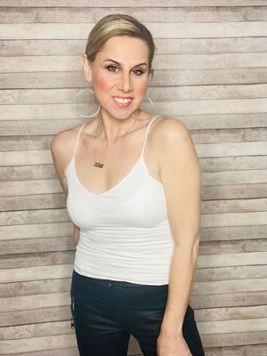 Ivory Double Layered Cami Top- -Trendy Me Boutique, Granada Hills California