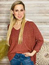 Berry Ribbed V Neck Sweater- -Trendy Me Boutique, Granada Hills California