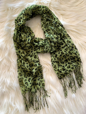 Olive Lime Leopard Printed Scarves- -Trendy Me Boutique, Granada Hills California