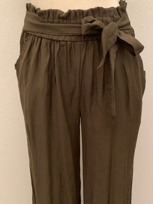 Olive Palazzo Pant Tie Waist- -Trendy Me Boutique, Granada Hills California