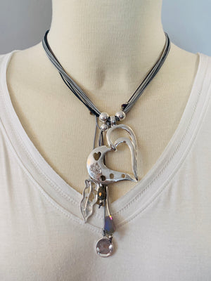 Heart of Love Silver Necklace- -Trendy Me Boutique, Granada Hills California
