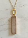 Natural Agate Stone Gold Necklace- -Trendy Me Boutique, Granada Hills California