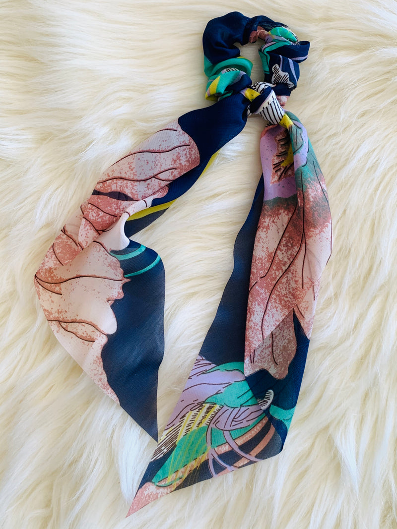 Blue Floral Hair Tie- -Trendy Me Boutique, Granada Hills California