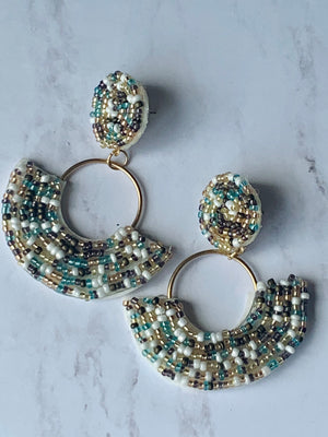 Multi Mint Seed Bead Earrings- -Trendy Me Boutique, Granada Hills California