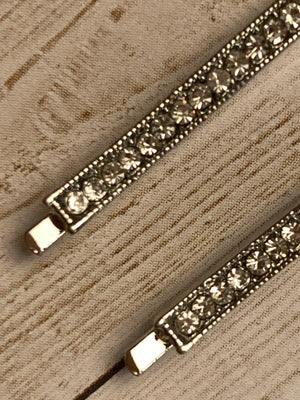 Double Clear Rhinestone Silver Pins- -Trendy Me Boutique, Granada Hills California