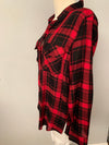 Red Black Plaid Button Shirt- -Trendy Me Boutique, Granada Hills California