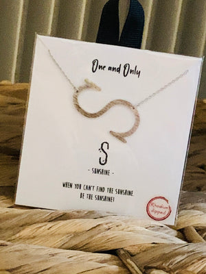 Silver Large Initial Necklace S- -Trendy Me Boutique, Granada Hills California