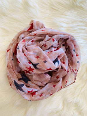 Red Star Printed Scarves- -Trendy Me Boutique, Granada Hills California