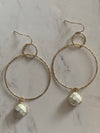 Double Circle White Natural Stone Earrings- -Trendy Me Boutique, Granada Hills California