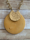 Mustard Wood Gold Necklace- -Trendy Me Boutique, Granada Hills California