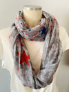 Red Blue Star Printed Scarves- -Trendy Me Boutique, Granada Hills California