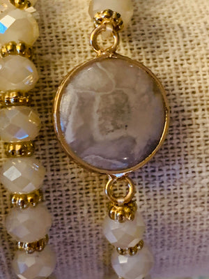 Natural Crystal Stretch Bracelet with Precious Stone Accent- -Trendy Me Boutique, Granada Hills California