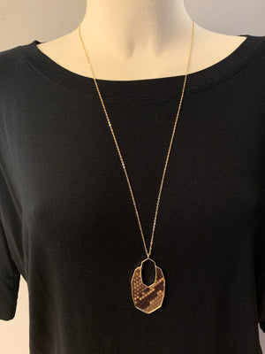 Brown Snake Print Geometric Necklace- -Trendy Me Boutique, Granada Hills California