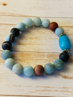 Amazonite Natural Stone Bracelet- -Trendy Me Boutique, Granada Hills California