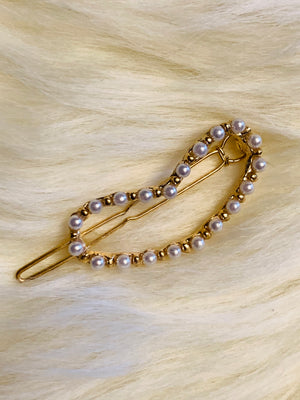 Gold Pearl Heart Hair Clip- -Trendy Me Boutique, Granada Hills California