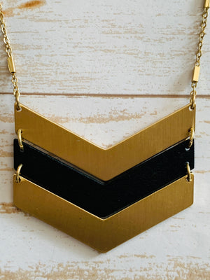 Black Gold Chevron Necklace- -Trendy Me Boutique, Granada Hills California
