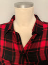 Red Black Plaid Button Shirt- -Trendy Me Boutique, Granada Hills California