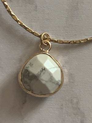 Double Circle White Natural Stone Earrings- -Trendy Me Boutique, Granada Hills California