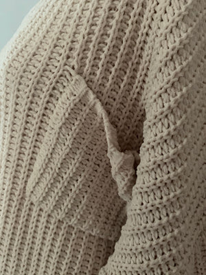 Ivory Knitted Pocket Sweater- -Trendy Me Boutique, Granada Hills California
