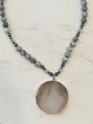 Grey Marble Stone Necklace- -Trendy Me Boutique, Granada Hills California