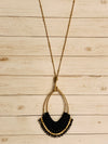 Gold Black Necklace Crystal Pendant- -Trendy Me Boutique, Granada Hills California