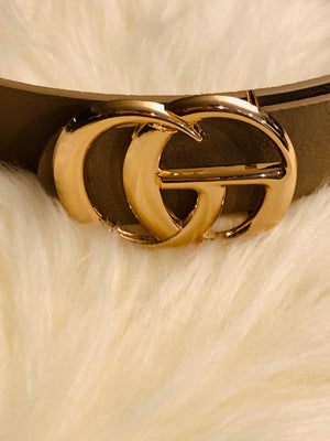 Taupe CG Leather Belt- -Trendy Me Boutique, Granada Hills California