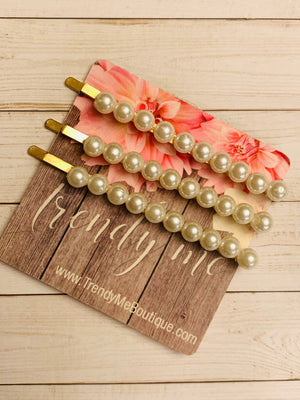Triple Pearl Hair Pins- -Trendy Me Boutique, Granada Hills California