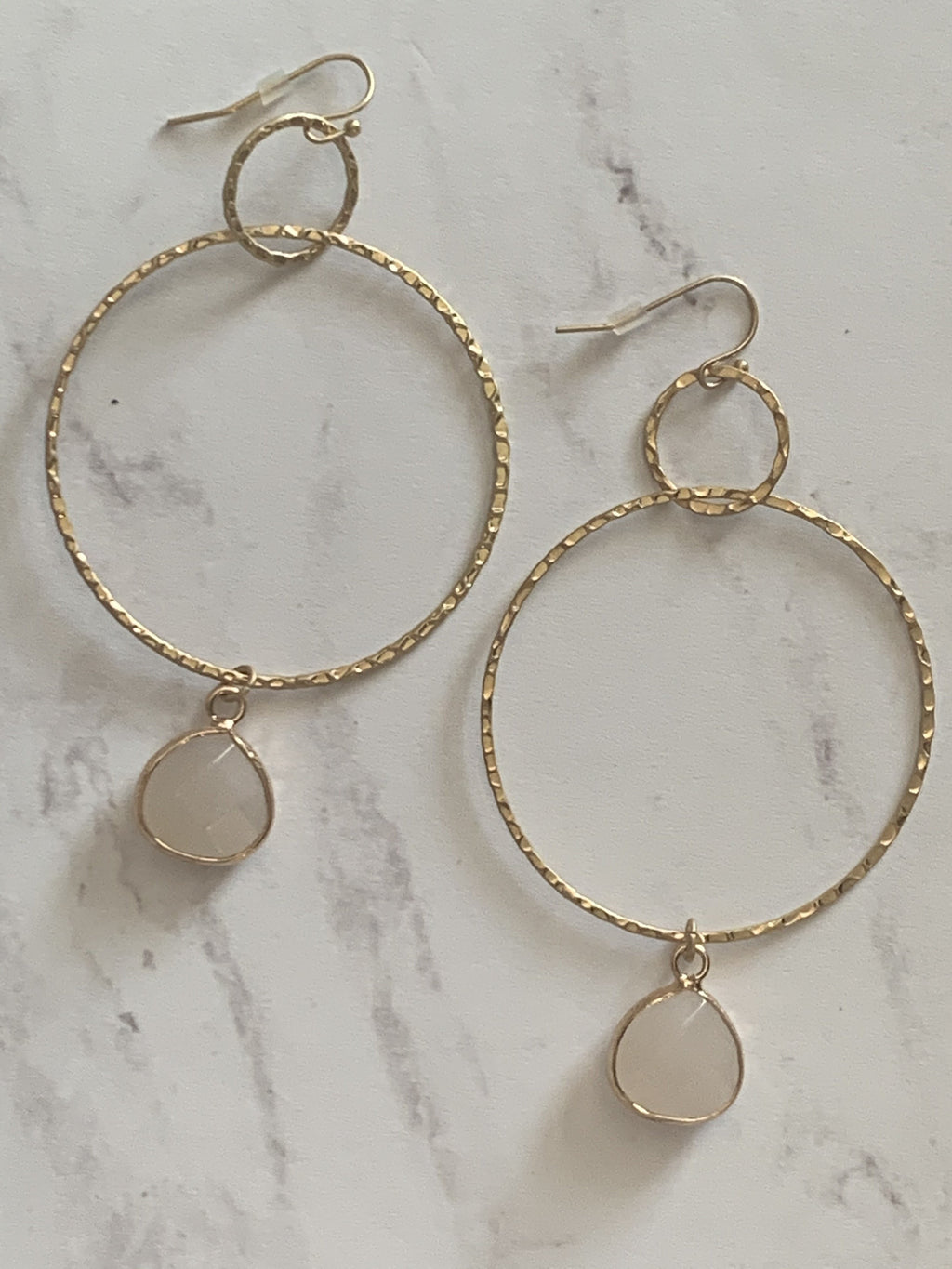Double Circle Pink Natural Stone Earrings- -Trendy Me Boutique, Granada Hills California