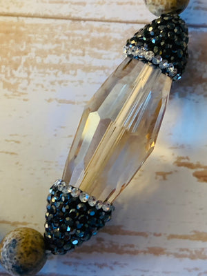 Amazonite Champagne Stone Crystal Bracelet- -Trendy Me Boutique, Granada Hills California