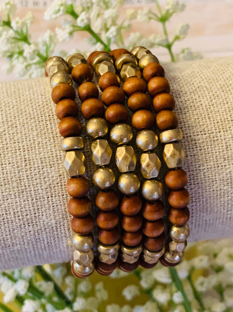 Brown Gold Stone Bracelet- -Trendy Me Boutique, Granada Hills California