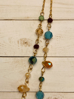 Double Multi Colored Crystal Necklace- -Trendy Me Boutique, Granada Hills California